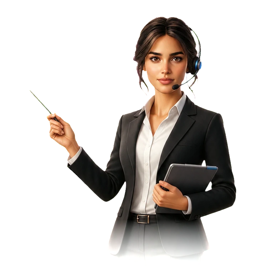 3D portrait of Raya holding a pointer and tablet