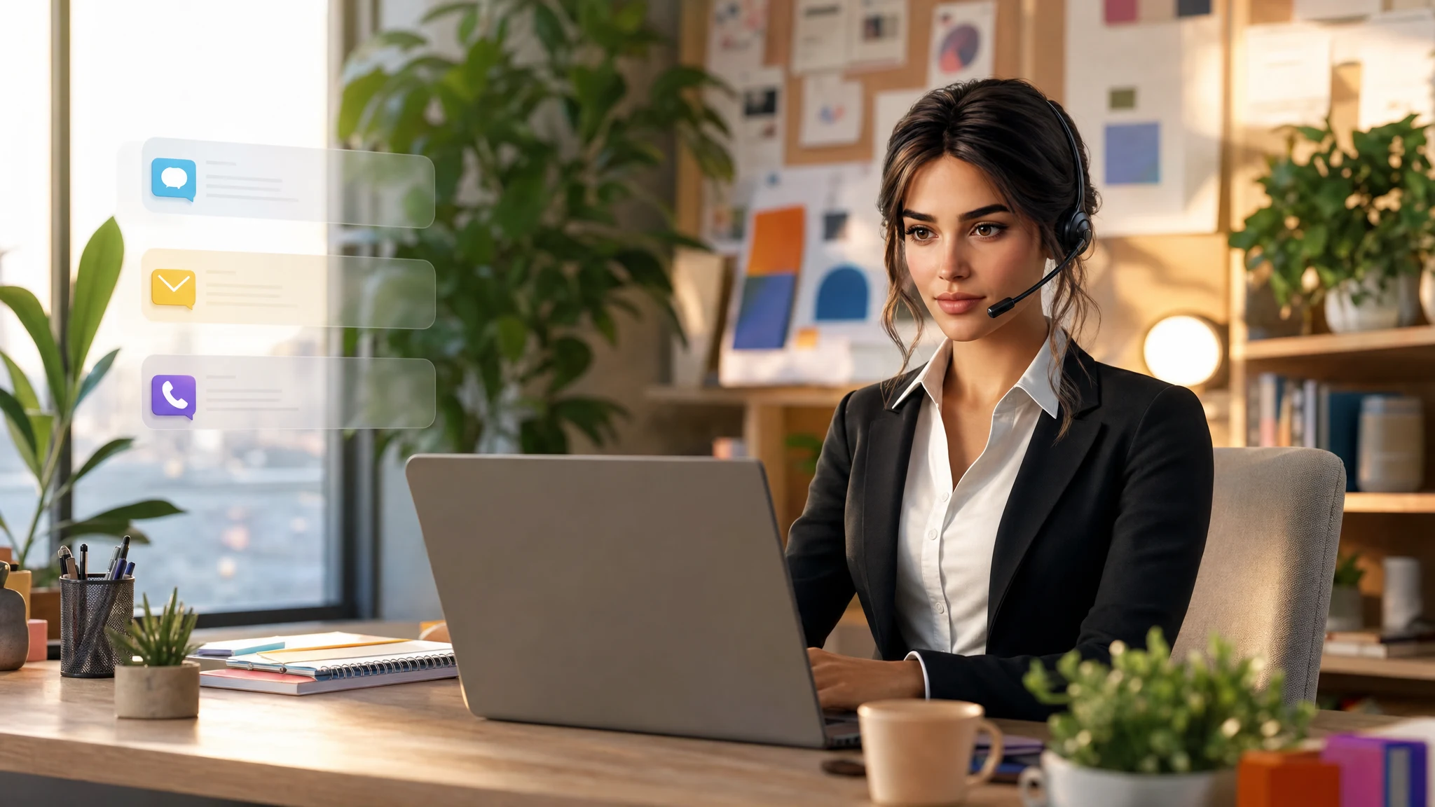 Raya working in a colorful customer support studio